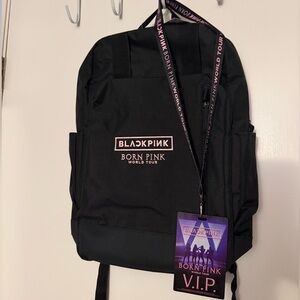 Black Blackpink Backpack with VIP Lanyard and badge